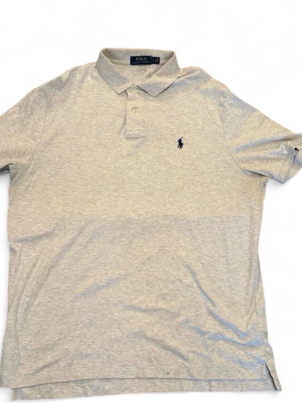 Ralph Lauren Men’s Heather Light Gray Polo with Navy Pony